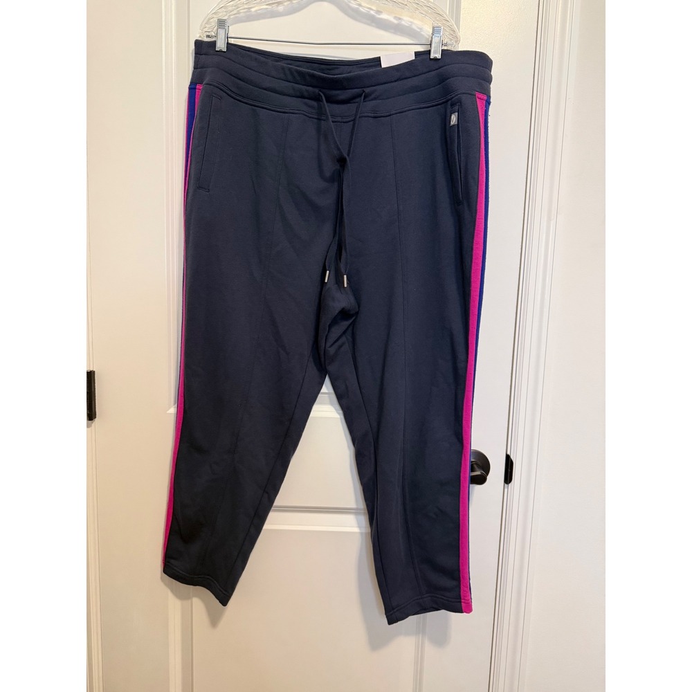 Livi Active Joggers Women 18/20 Navy Blue Excellent Side Stripe Sport Athleisure